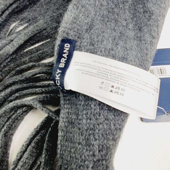 New Lucky Brand Charcoal Grey Fringe Soft Scarf $69.50 - Picture 5 of 7